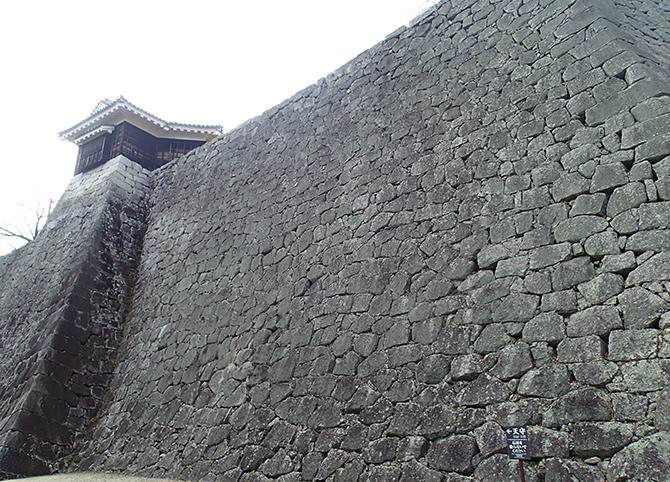 The stone walls of Matsuyama Castle